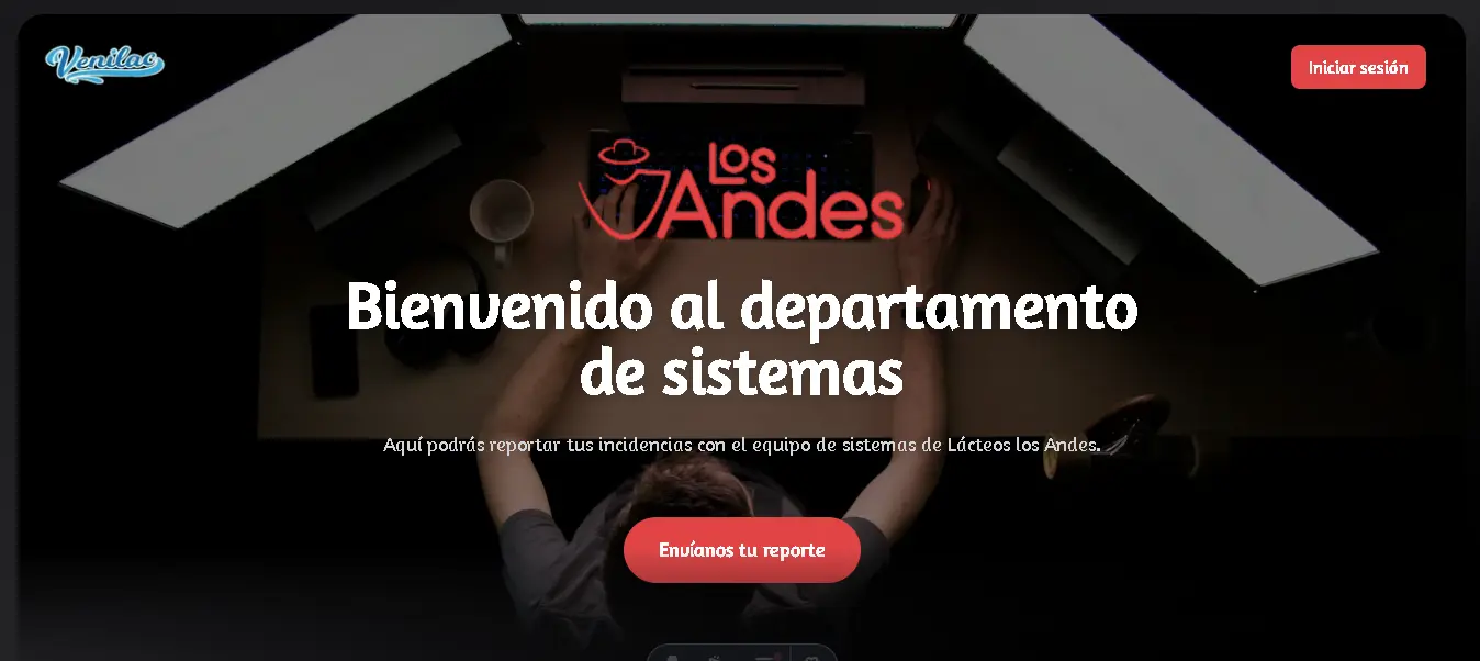 Landing Page para el departamento de sistemas de Lactéos los andes,
            planta-cabudare, Estado lara - Venezuela