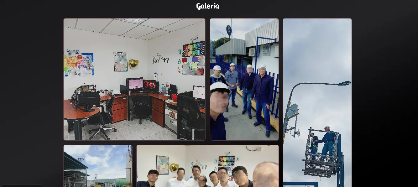 Galeria de imagenes de la landing page para el departamento de sistemas de Lácteos los Andes