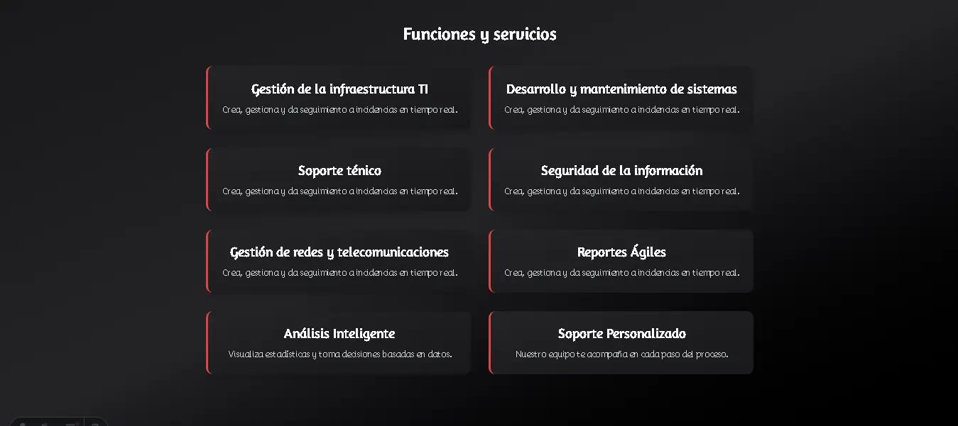 Servicios que realiza el departamento de sistemas de Lácteos los andes